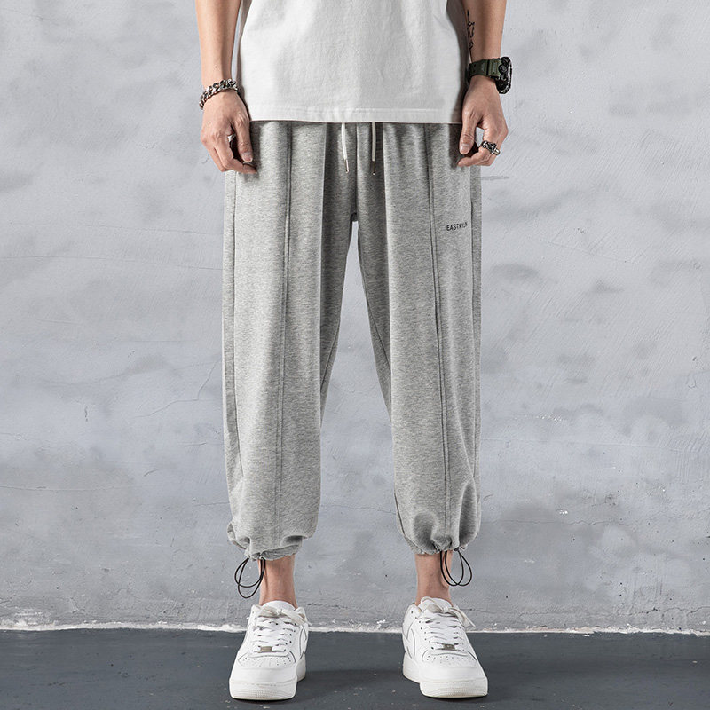 Nine-point pants men's summer thin loose casual pants drawstring drawstring foot American sweatpants Wild new trend pants