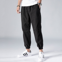 Drawstring pants nine-point pants Summer mens loose sports and leisure trend Versatile drawstring leg closure small feet 9-point pants