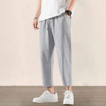 Grey Straight Drum 90% Wide Leg Pants Summer Thin loose knitted sweerpants Leisure sport 8 80% 9 Mens pants