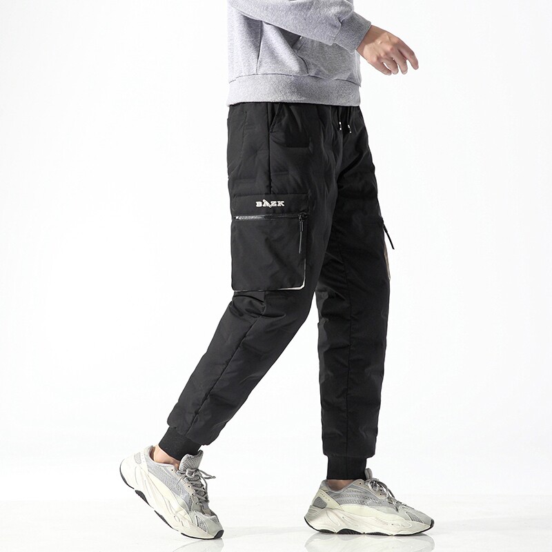 2021 winter trend plus velvet warm anti-cold thickened casual pants men's loose tooling drawstring sports trousers