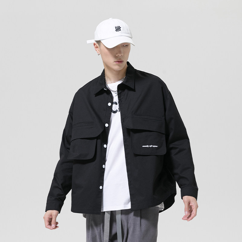 Shirt men's new trend in spring and autumn new tip of lean tip-free long sleeve shirt loose casual coat tide