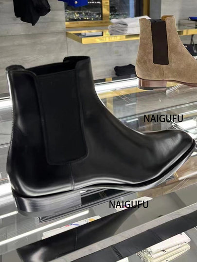 European and American winter CHELSEA BOOT Chelsea boots men's pointed-toe genuine leather British deerskin high-top Martin boots men's trendy