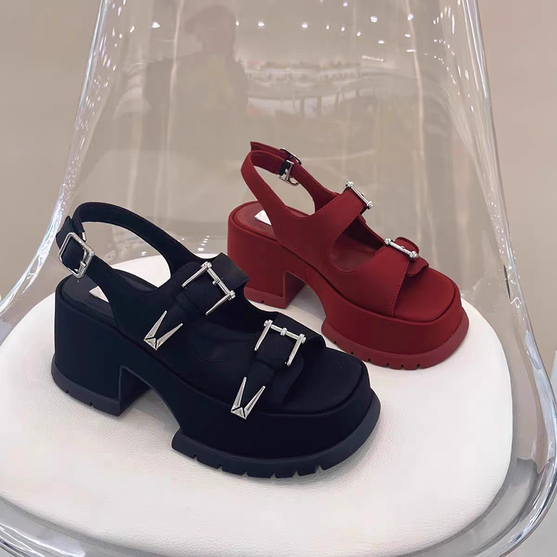 Buckle Sandals for Women 2026 Summer New Style Thick-Soled Height-Increasing Elegant European and American Style Open-Toe Platform Fashion High Heels Buckle Sandals for Women 2026 Summer New Style Thick-Soled Height-Increasing Elegant European and American Style Open-Toe Platform Fashion High Heels