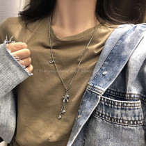 Immediately rich flower titanium steel pendant chain necklace female cold wind long sweater chain ins hip hop cool accessories