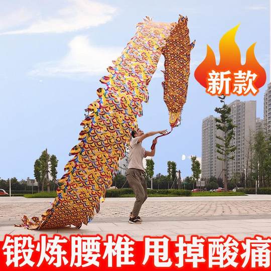 广场舞龙多款健身龙带甩彩带中老年运动单人耍甩龙头飘带烫金绸子