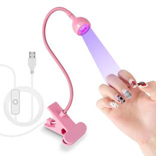 LED UV лампа для ногтей, прищепка, USB питание, гибкий гусек (чёрная/розовая/белая)