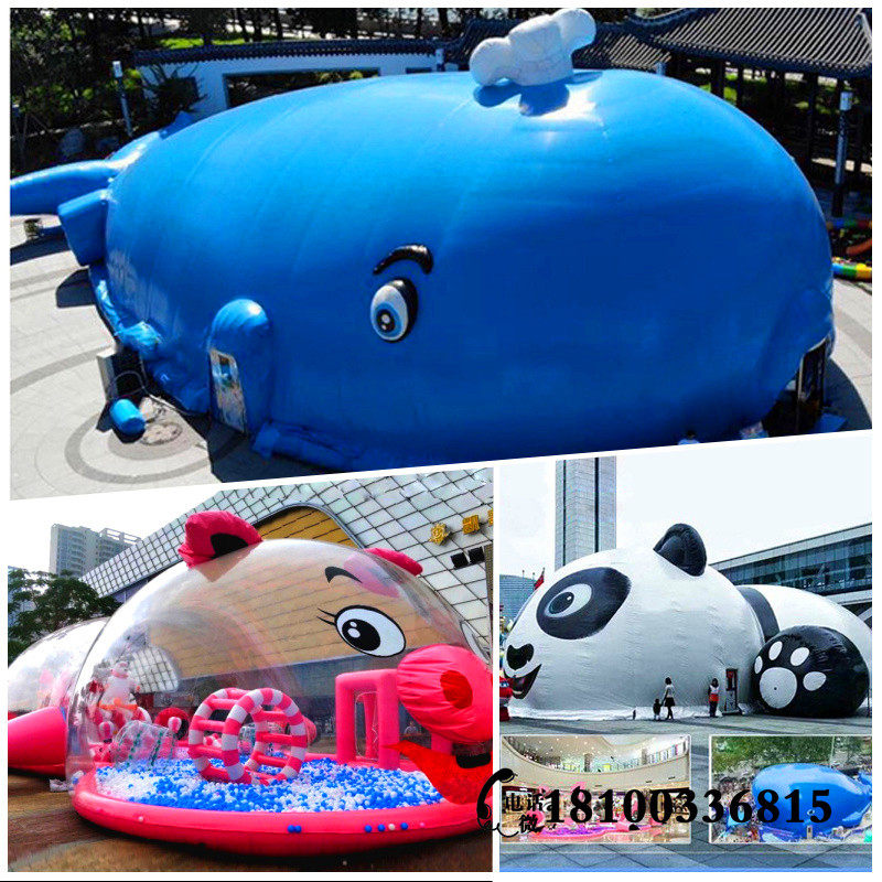 Custom Inflatable Transparent Powder Red Pig Castle Park Large Outdoor Whale Toy Pleasure Children's Net Red Ocean Ball