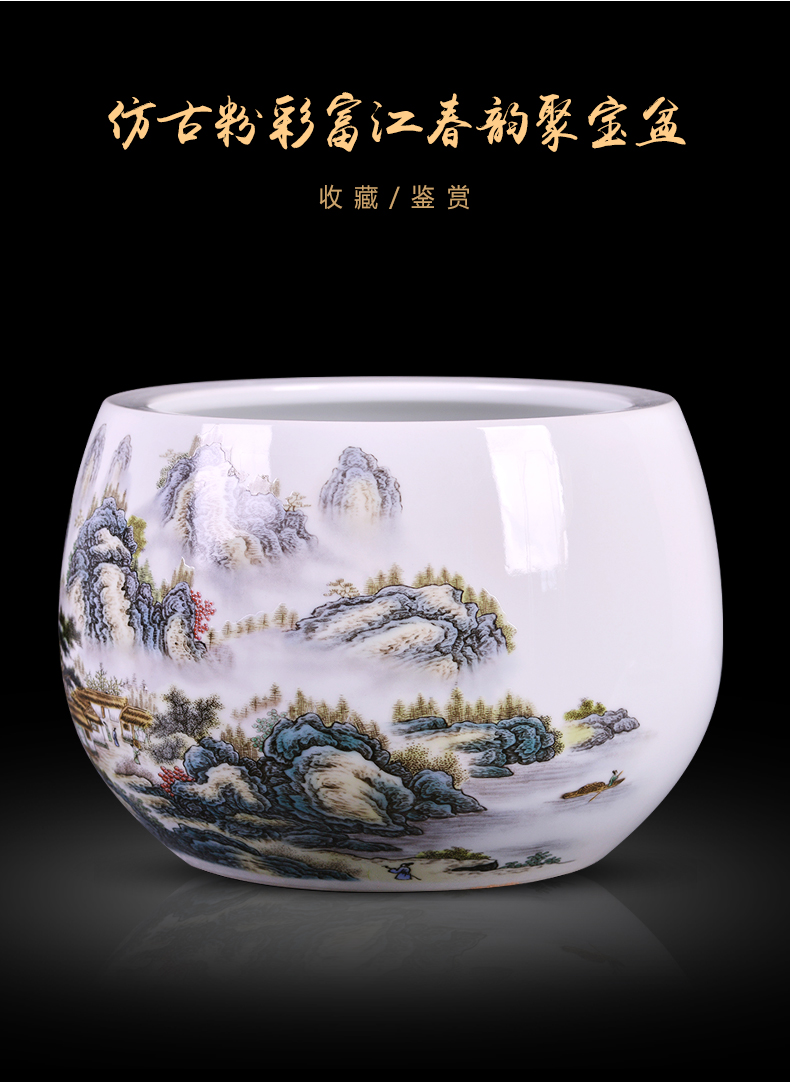 Jingdezhen ceramic powder enamel cornucopia decorations creative home sitting room feng shui plutus desktop office furnishing articles