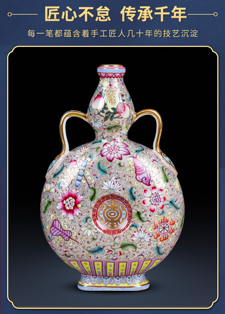 Night glass and fang jingdezhen hand - made archaize ceramic vase colored enamel paint on bottles of Chinese style adornment furnishing articles