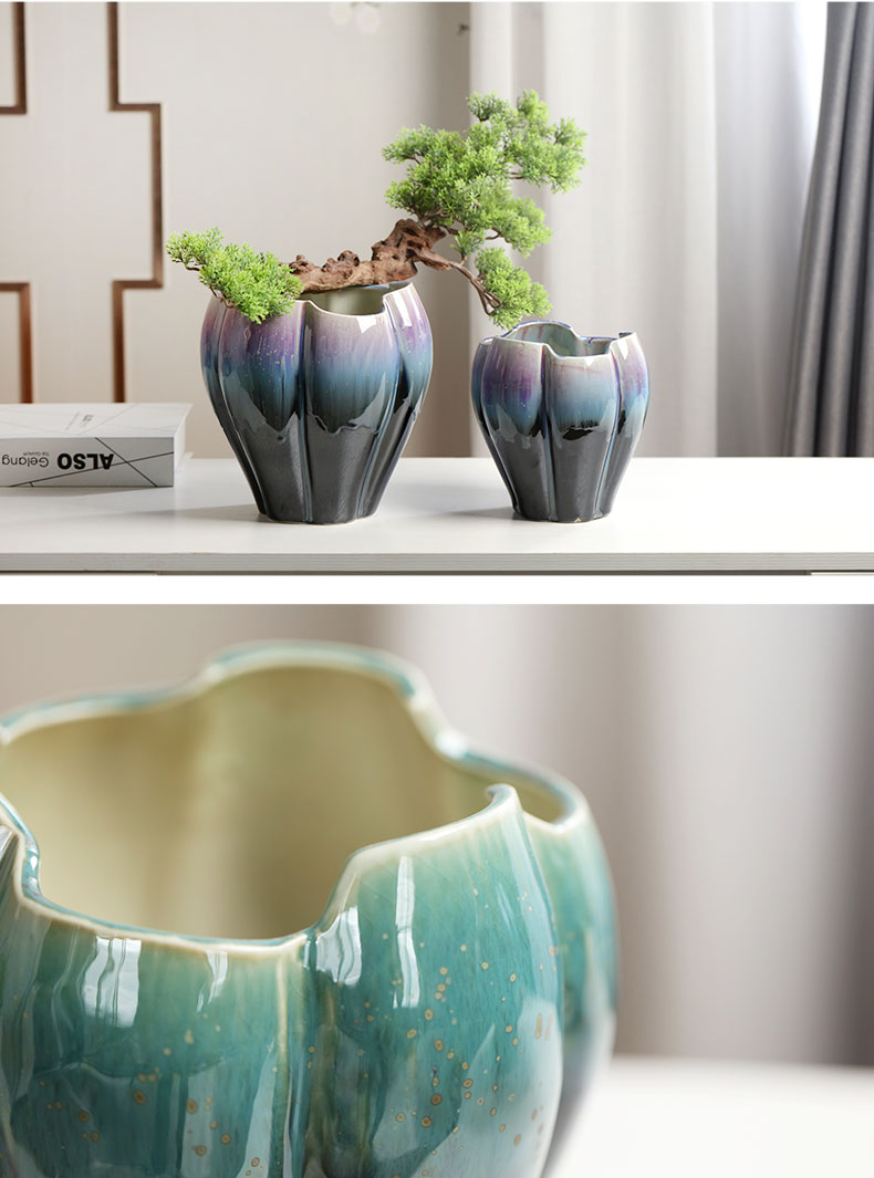 Creative glaze ceramic cup combination potted petals desktop small fleshy restoring ancient ways all over the sky star flower implement furnishing articles