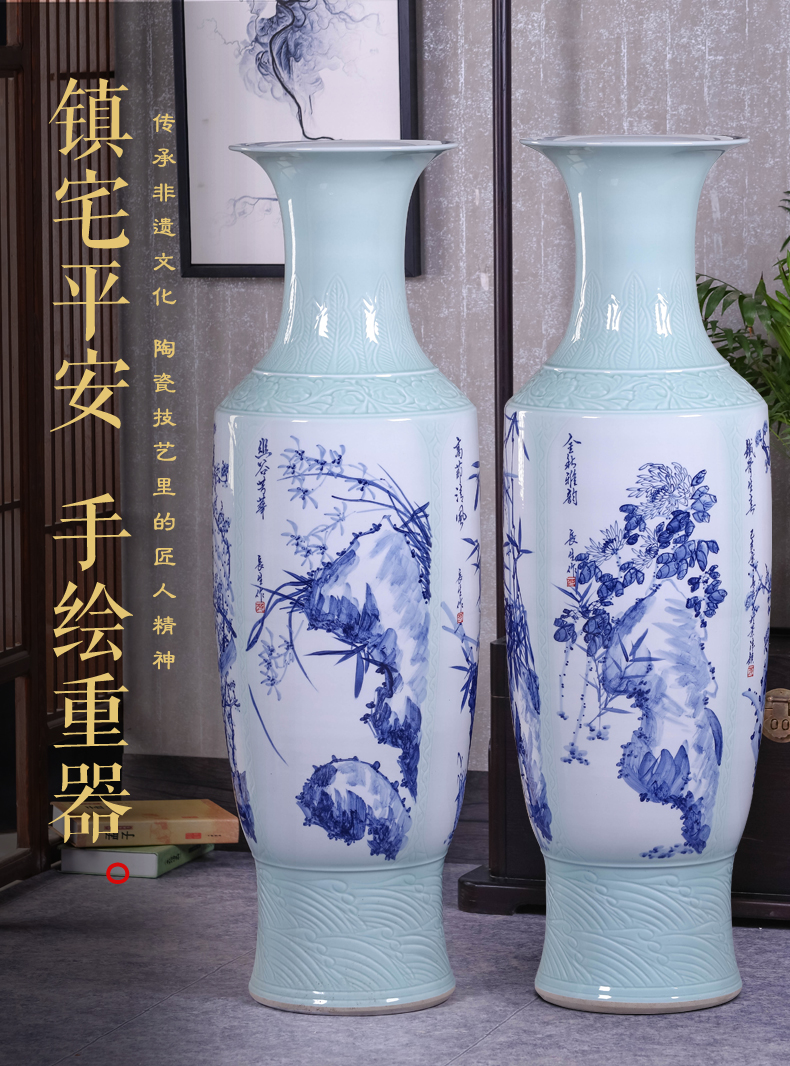 Landing by patterns of jingdezhen ceramics is increasing in the vase Chinese I sitting room place hotel housewarming gift