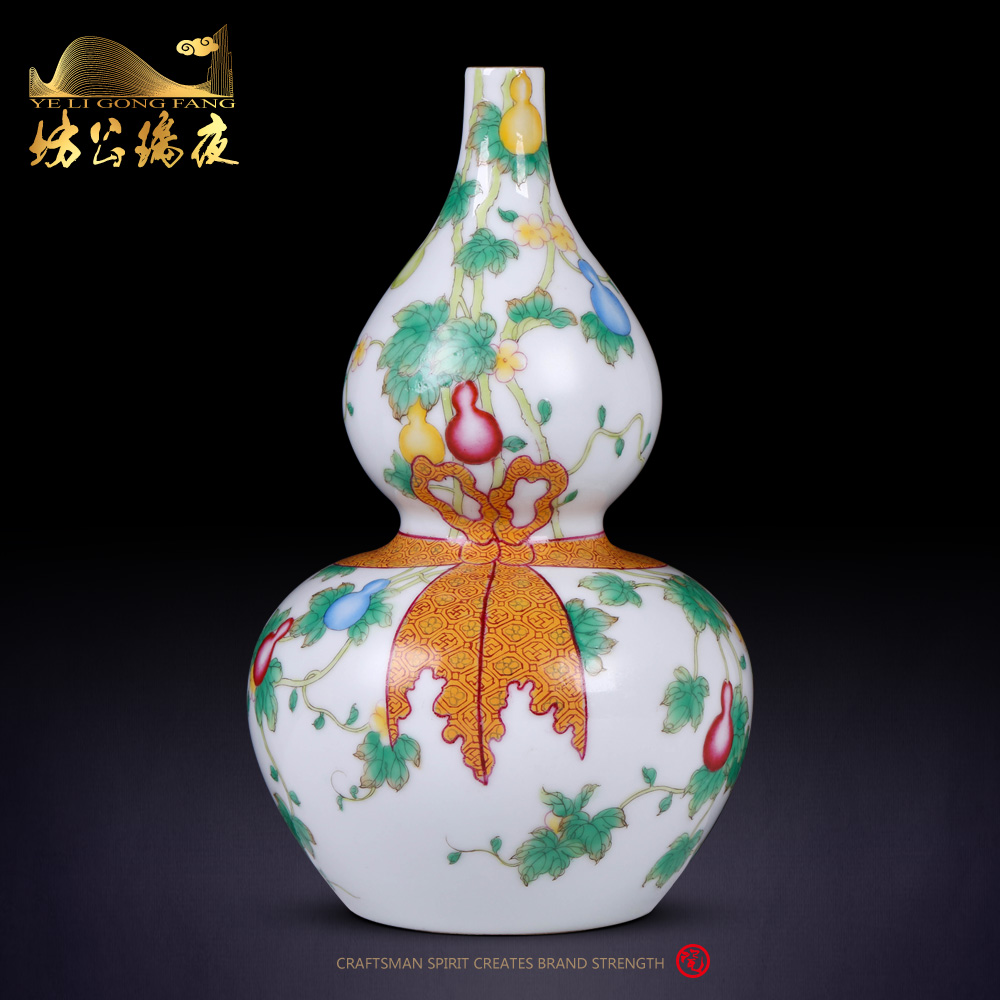 Sons of jingdezhen ceramic vase imitation the qing yongzheng colored enamel gourd bottle of Chinese style household adornment furnishing articles ten thousand broke