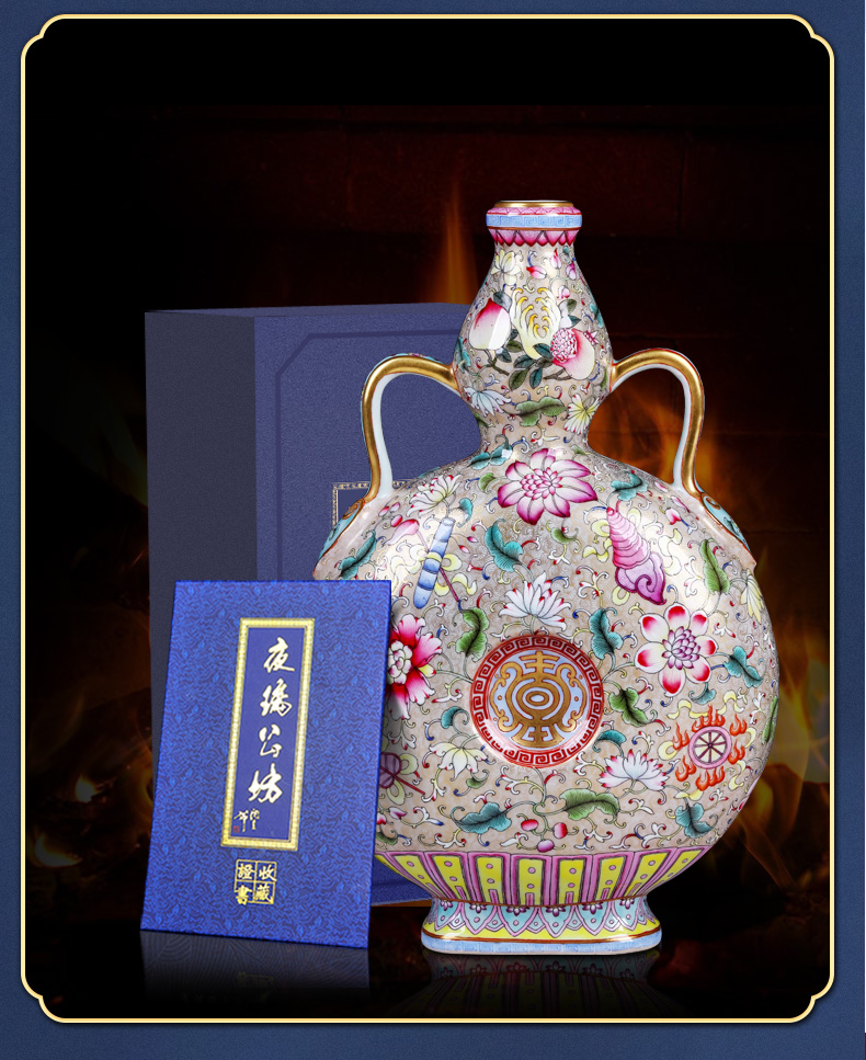 Night glass and fang jingdezhen hand - made archaize ceramic vase colored enamel paint on bottles of Chinese style adornment furnishing articles