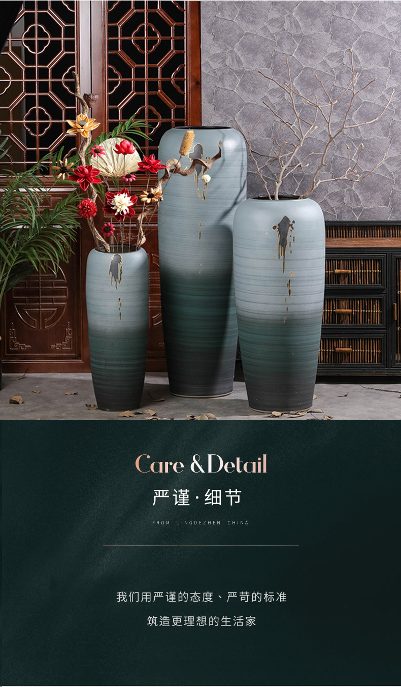 New Chinese style ceramic vase landing furnishing articles hotel home sitting room porch light dry flower decoration key-2 luxury flower arrangement
