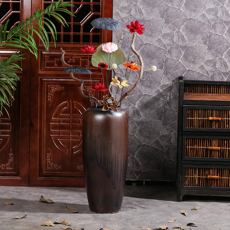 Jingdezhen ceramic floor vase high temperature color glaze up flower arranging modern European sitting room hotel villa furnishing articles
