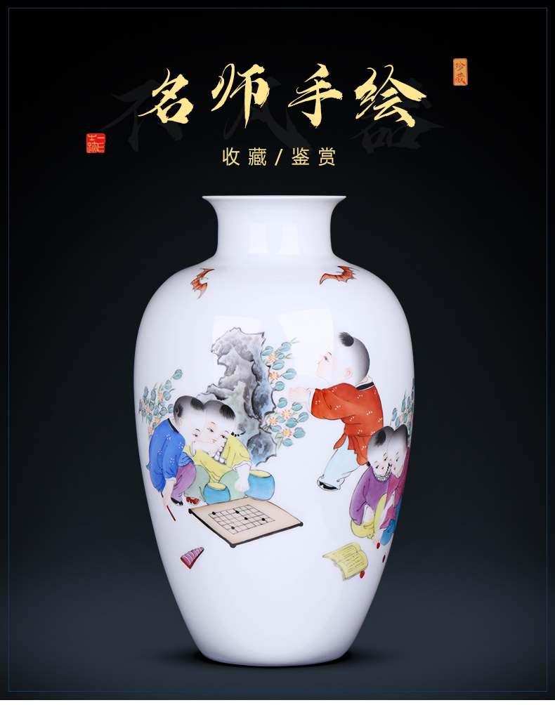 Jingdezhen ceramic vases, flower arranging large hand - made famille rose porcelain of new Chinese style household adornment TV ark, furnishing articles