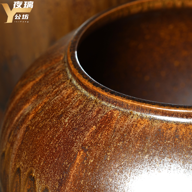 Jingdezhen high temperature ceramic vase color glaze up landing flower arranging flowers screen Chinese style living room hotel villa furnishing articles