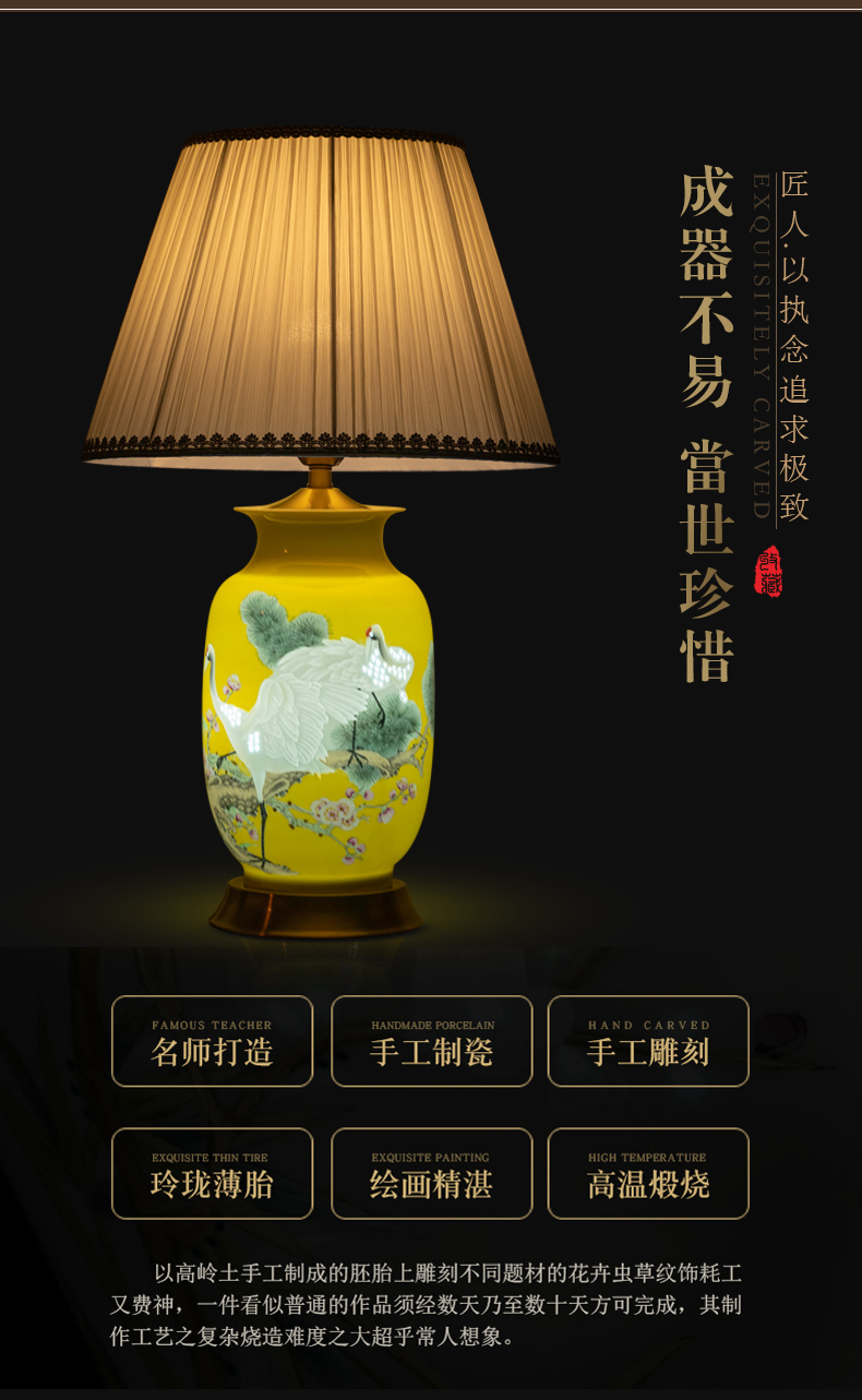 Jingdezhen ceramics furnishing articles pine knife clay crane, prolong lamp vases, new Chinese style adornment bedroom berth lamp