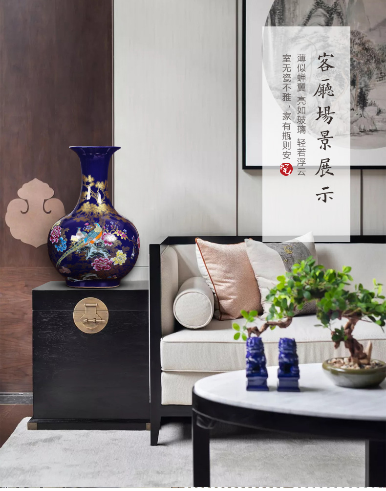 Jingdezhen large ground ceramic vases, flower arrangement craft sitting room of Chinese style household adornment TV ark, furnishing articles