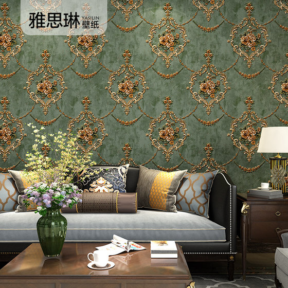 Retro American wallpaper pastoral large flower non-woven European wallpaper luxury living room bedroom background wall 2024 new style