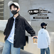 Childrens clothes boy shirts Spring and autumn style 2024 new handsome young boy boy thin blouse spring dress long sleeve shirt
