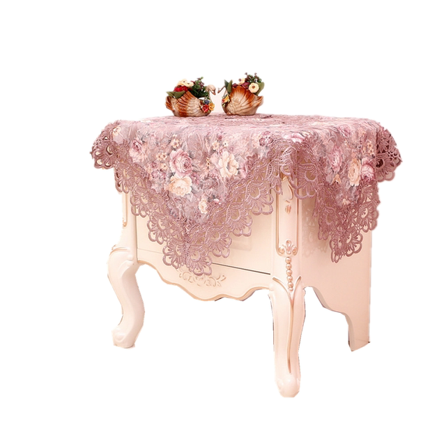 European pastoral fabric bedside table embroidered dust cover cloth round chest of drawers lace washing machine cover tablecloth