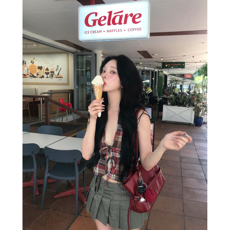 2Nd Studios Plaid Halter Neck Vest Short Style Chic Hot Girl Style 2026 Summer New Top Women's Fashion 2Nd Studios Plaid Halter Neck Vest Short Style Chic Hot Girl Style 2026 Summer New Top Women's Fashion
