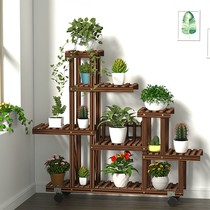 Fancy multi-storey indoor special shelf balcony home living room floor-standing multi-meat solid wood mobile flower pot stand