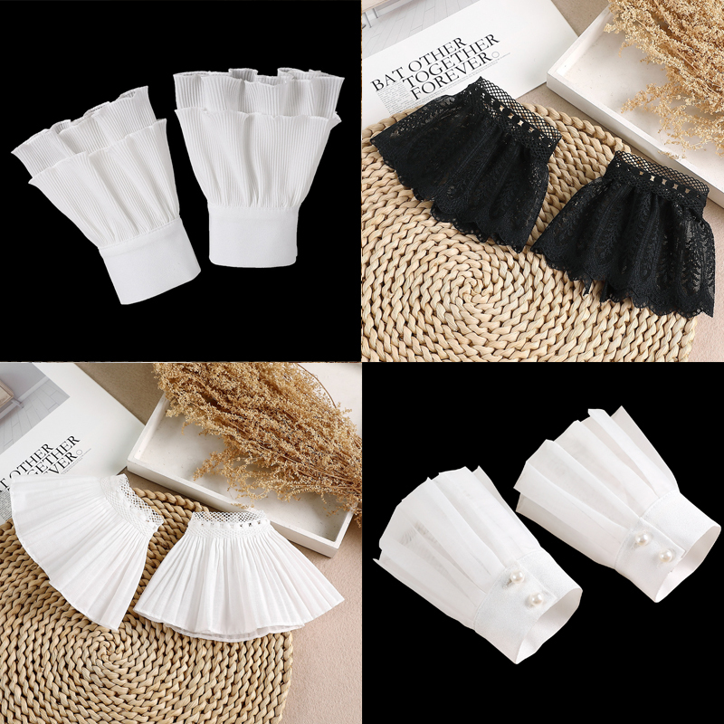 Fake Sleeves for Women, Short Attached Sleeves for Clothes, Versatile Pleated Mesh Bell Sleeves, Fake Cuffs, Nail Art Decoration Sleeves, Wrist Sleeves