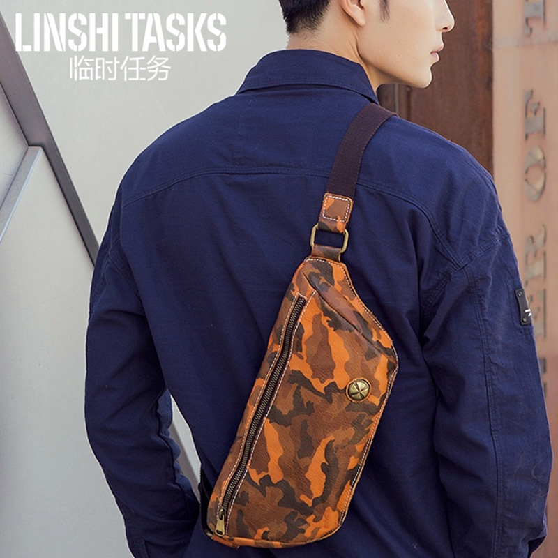 (Clearance) Chest Bag Fashion Trend Shoulder Bag Men's Chest Bag Boys Leather Satchel Bag Diagonal Bag Casual Waist Bag - Taobao
