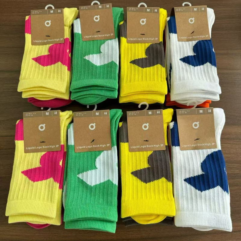 2 Pairs of Angjia O2025N New Product O All-Season Mid-High Tube Socks for Men and Women, Breathable, Sweat-Absorbent Running Socks Made of Cotton