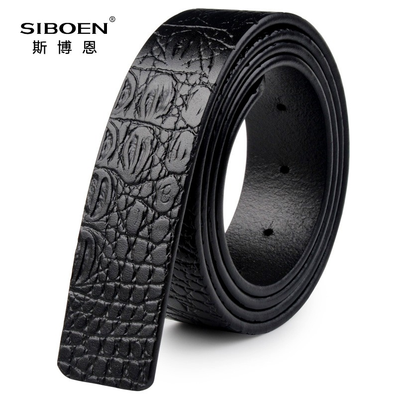 Leather Belt Body Without Head Men Genuine Leather Belt Head Layer Bull Leather Crocodile Textured Needle Buckle Smooth Buckle 3 4-3 5cm