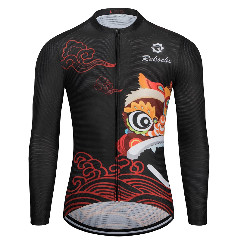 Spring/Summer long-sleeved thin Chinese style cycling jersey top men's and women's road mountain bike high-quality competition ultra-thin breathable