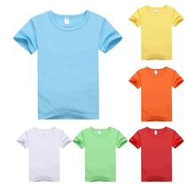 Lekamer Round Collar Childrens Pure Short Sleeve Class Class Advertising Circular Shirt DIY Activity Shirt Block