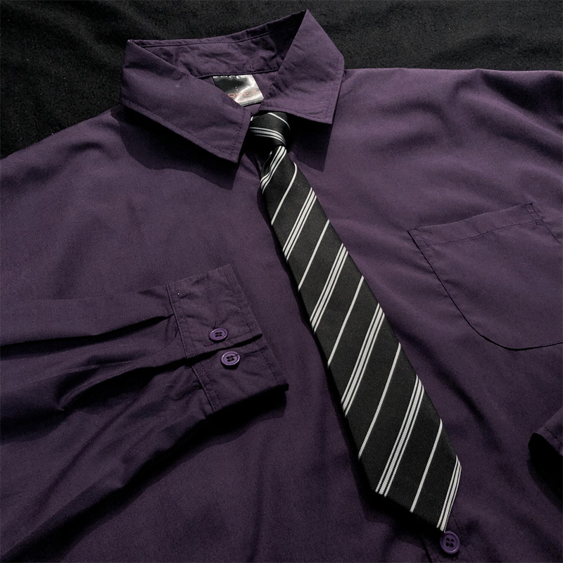 Purple Shirt with Tie, High-End Men's Long-Sleeved Shirt, Niche Inner Wear, Base Shirt, Stylish Women's Shirt with Tie
