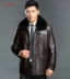 Áo khoác da nam trung niên mùa đông da pu cộng với nhung dày cộng với phân bón XL cha lông lông