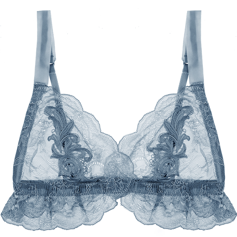 Curious Miss White Lace Underwear Set Female No Steel Ring Bra Summer Ultra-thin Female Transparent Bra Full Transparency