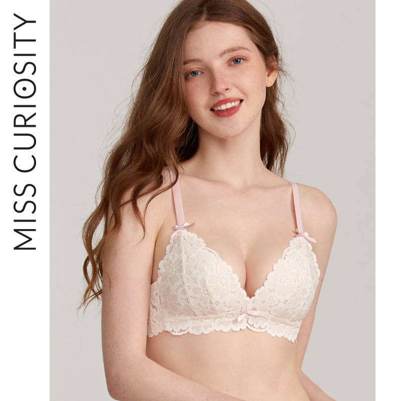 Curious Mies French underwear women's small breasts gather without steel ring triangle cup bra set lace sexy bra women