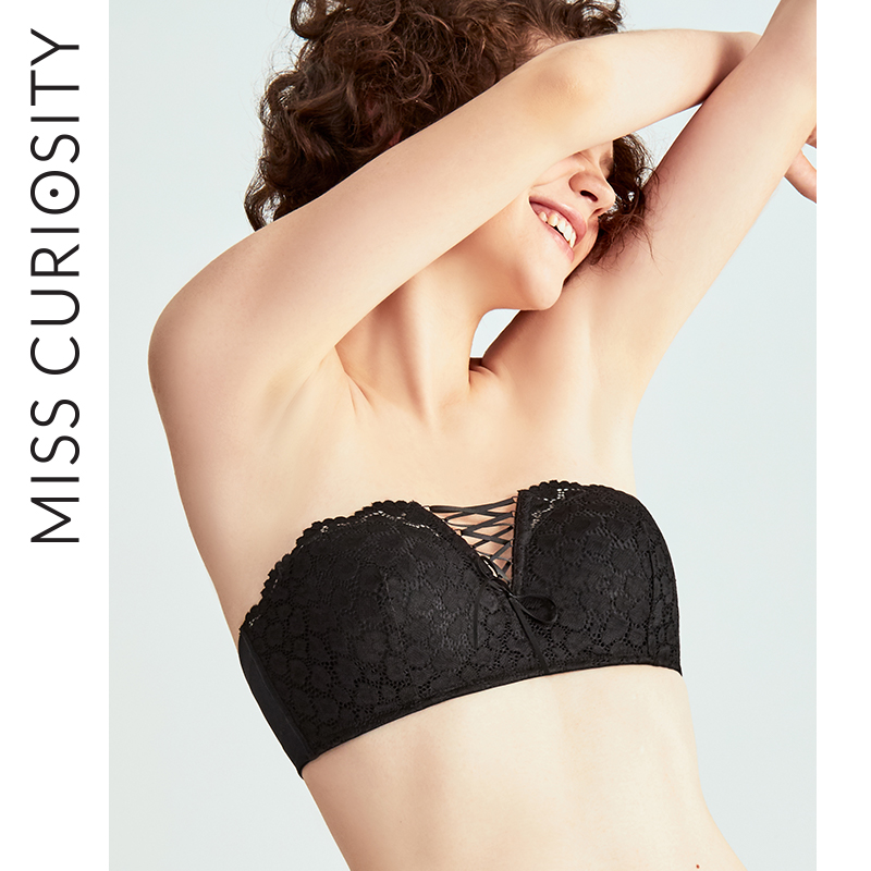 Curious Miss Lace strapless underwear women gather non-slip thin beauty back bra wrap chest bandeau summer anti-light