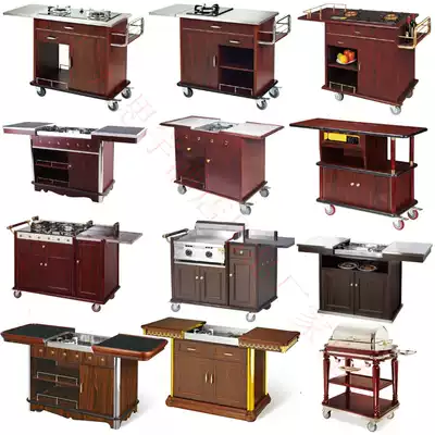 Hotel high single head cooking car mobile abalone car mobile food cooking car floor food delivery car double head luxury cooking dining car