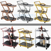 Mobile Wine Water Car High-end Commercial Hotel Restaurant Triple Tea Buffet Glass Face Delivery Car Service Small Cart