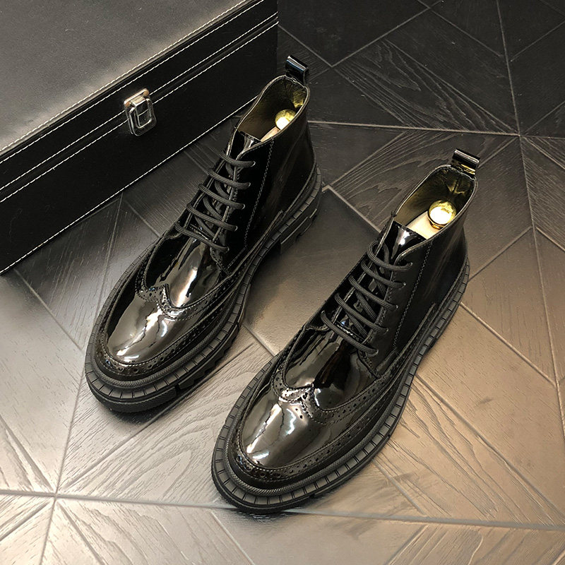 Autumn new Martin boots men's handsome Brock casual high-top leather shoes British inner heightened men's wear-resistant shoes