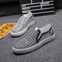 Personality Riveting Nails Shoes Mens Lefu Shoes Men One Foot Pedal Nail Shoes Men Wave Casual Board Shoes Mens Korean version Lyu nails Shoe Men