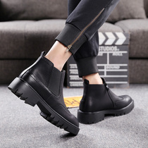 High state shoes mens casual high leather shoes Inron youth tide retro zippy zipper handmade soft bottom abrasion-proof heightening shoe man