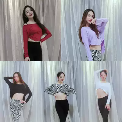SWEGAL Belly dance practice top Dense edge top Multi-wear top Multi-purpose wild top Beginner long-sleeved top