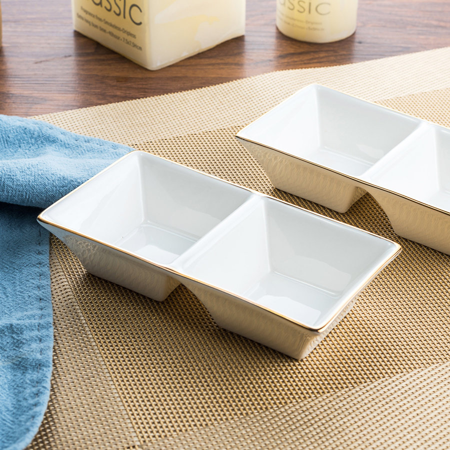 Seasoning Dish Sauce Vinegar Seasoning Dipping Dish Phnom Penh Double Grid Small Dish Ceramic Eating Dish Dish Chinese Household Small Dish - Taobao