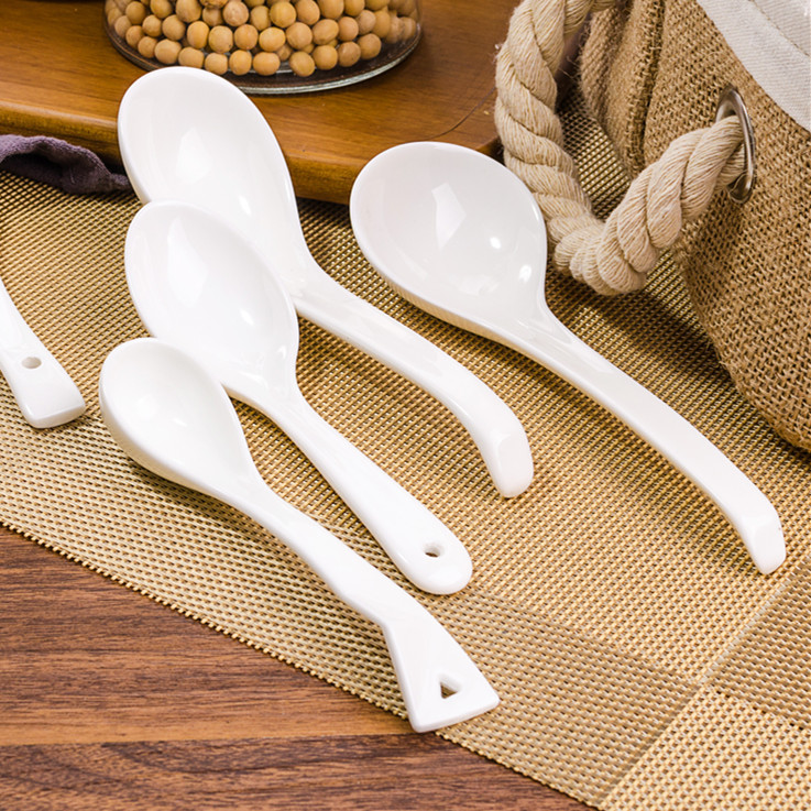 Pure white ipads China small spoon ladle tangshan ceramics ipads China creative long handle tablespoon spoon stirring spoons