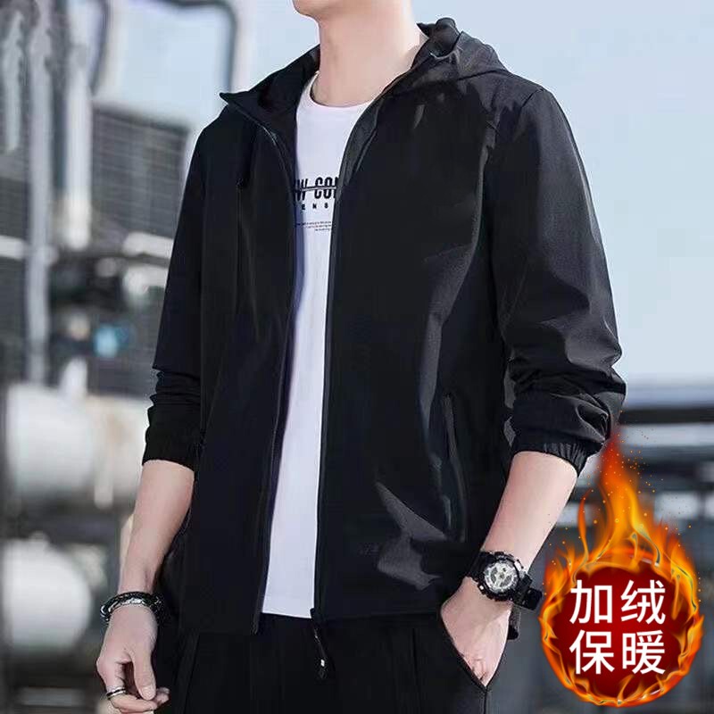 Autumn and Winter Warm Jacket 2025 Men's Winter Trendy Casual Sports Jacket Black Men's Hooded Fleece-Lined Coat