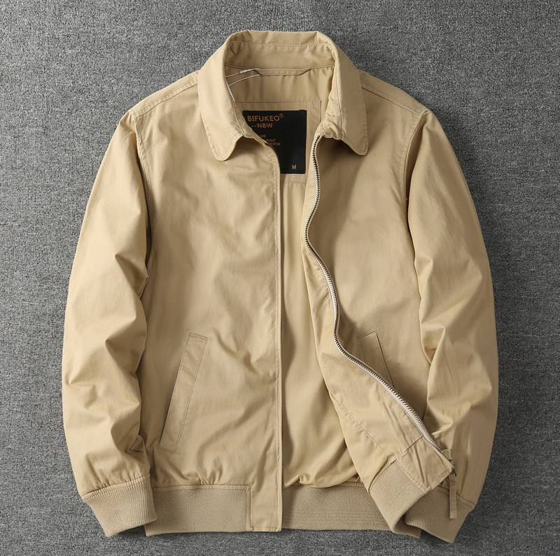 Spring, Autumn and Winter Business Casual Versatile Loose Solid Color Pure Cotton Double-Layer Men's Lapel Jacket for Young and Middle-Aged Men Spring, Autumn and Winter Business Casual Versatile Loose Solid Color Pure Cotton Double-Layer Men's Lapel Jacket for Young and Middle-Aged Men