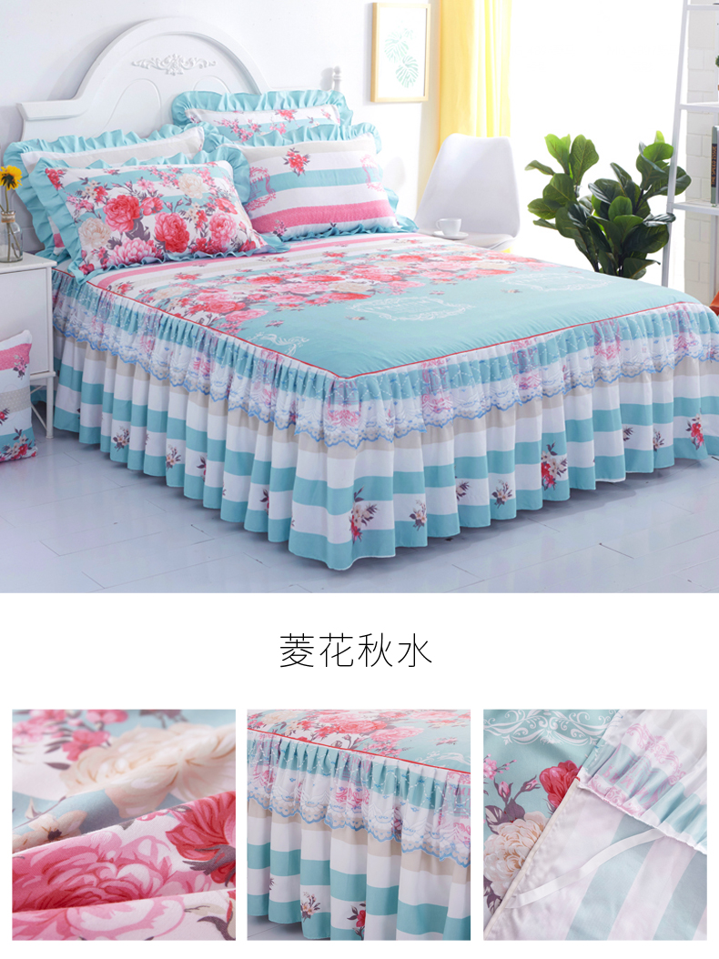 Mua váy ngủ để gửi vỏ gối một cặp giường nhóm trải giường ba bộ ren hai lớp Simmons bảo vệ trượt 1,5m drap giường có viền